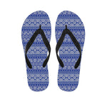 Blue And White African Pattern Print Flip Flops