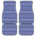 Blue And White African Pattern Print Front and Back Car Floor Mats