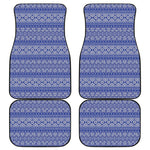 Blue And White African Pattern Print Front and Back Car Floor Mats