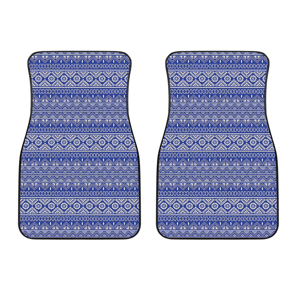 Blue And White African Pattern Print Front Car Floor Mats