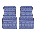 Blue And White African Pattern Print Front Car Floor Mats