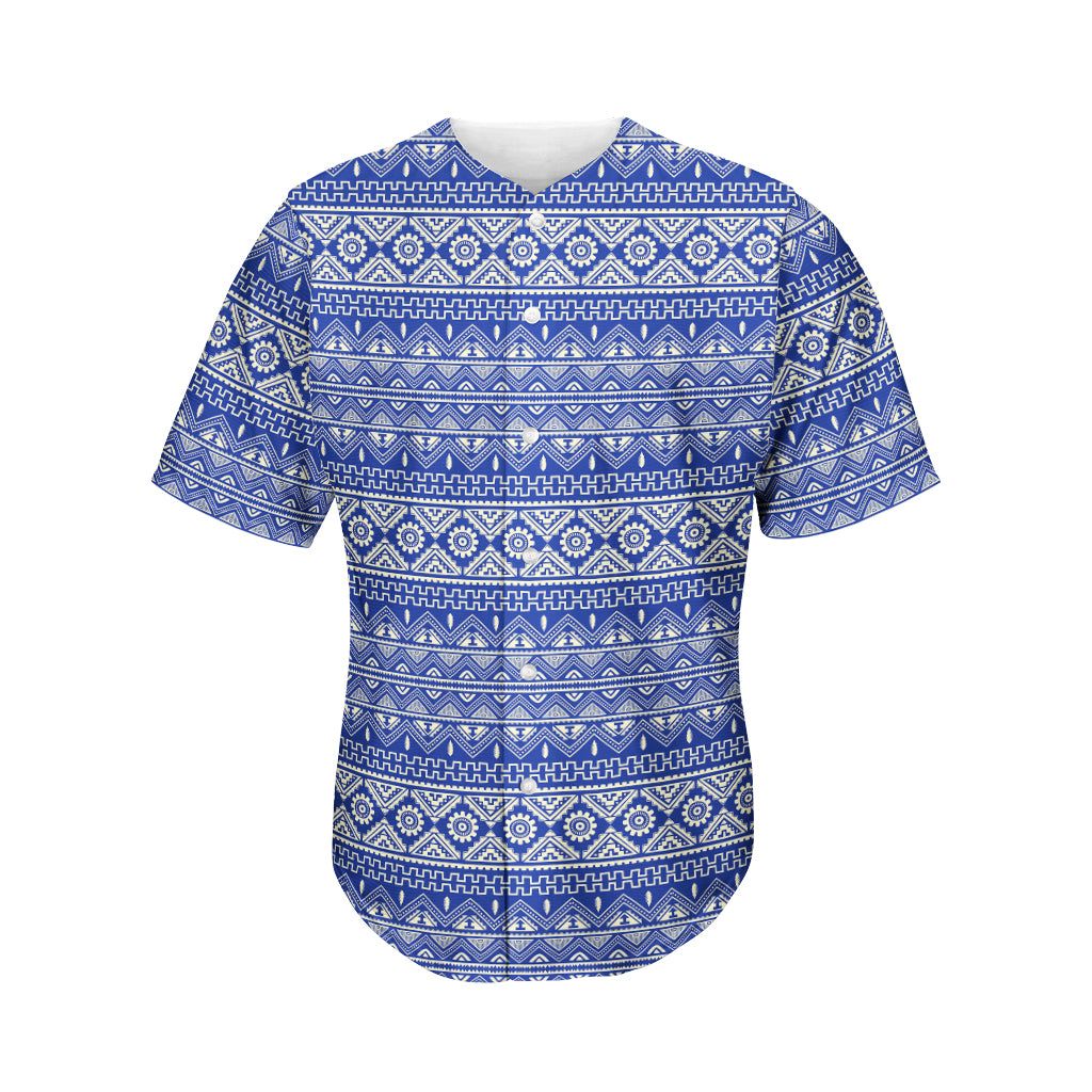 Blue And White African Pattern Print Men's Baseball Jersey