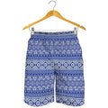 Blue And White African Pattern Print Men's Shorts