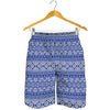 Blue And White African Pattern Print Men's Shorts