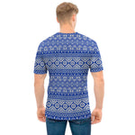 Blue And White African Pattern Print Men's T-Shirt