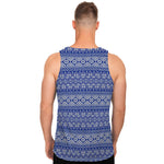 Blue And White African Pattern Print Men's Tank Top