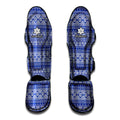 Blue And White African Pattern Print Muay Thai Shin Guards