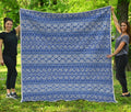 Blue And White African Pattern Print Quilt