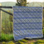 Blue And White African Pattern Print Quilt