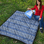Blue And White African Pattern Print Quilt