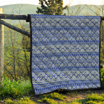 Blue And White African Pattern Print Quilt
