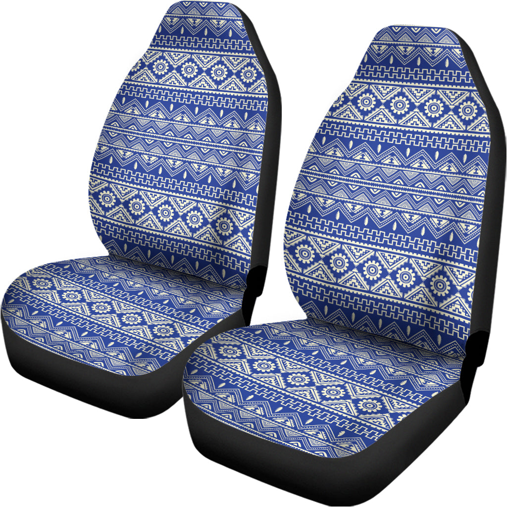 Blue And White African Pattern Print Universal Fit Car Seat Covers