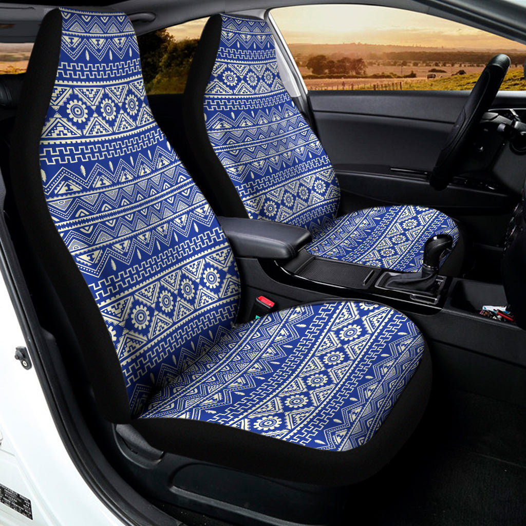 Blue And White African Pattern Print Universal Fit Car Seat Covers