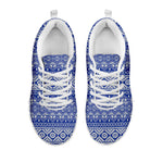 Blue And White African Pattern Print White Sneakers