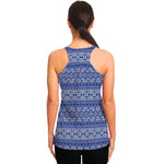 Blue And White African Pattern Print Women's Racerback Tank Top