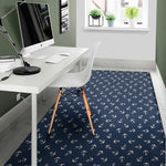 Blue And White Anchor Pattern Print Area Rug