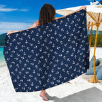 Blue And White Anchor Pattern Print Beach Sarong Wrap