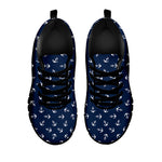 Blue And White Anchor Pattern Print Black Sneakers