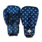 Blue And White Anchor Pattern Print Boxing Gloves