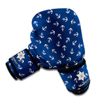 Blue And White Anchor Pattern Print Boxing Gloves