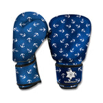 Blue And White Anchor Pattern Print Boxing Gloves
