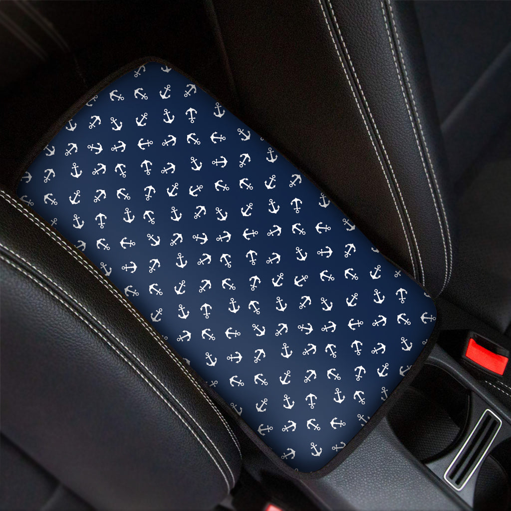 Blue And White Anchor Pattern Print Car Center Console Cover