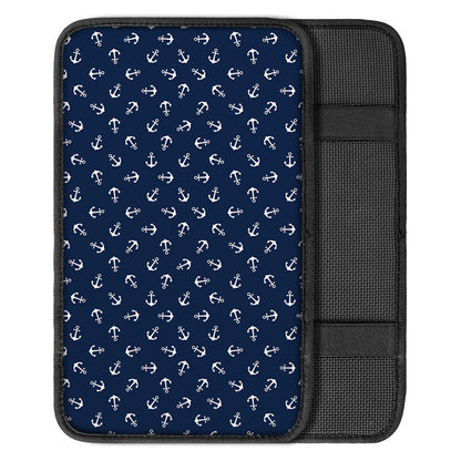 Blue And White Anchor Pattern Print Car Center Console Cover