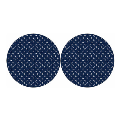 Blue And White Anchor Pattern Print Car Coasters