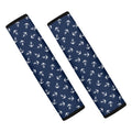 Blue And White Anchor Pattern Print Car Seat Belt Covers