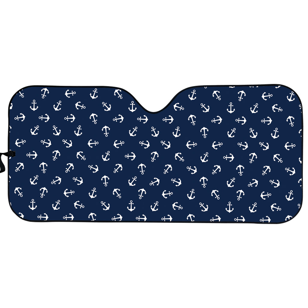 Blue And White Anchor Pattern Print Car Sun Shade