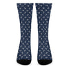 Blue And White Anchor Pattern Print Crew Socks