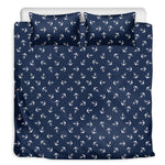 Blue And White Anchor Pattern Print Duvet Cover Bedding Set