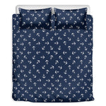 Blue And White Anchor Pattern Print Duvet Cover Bedding Set