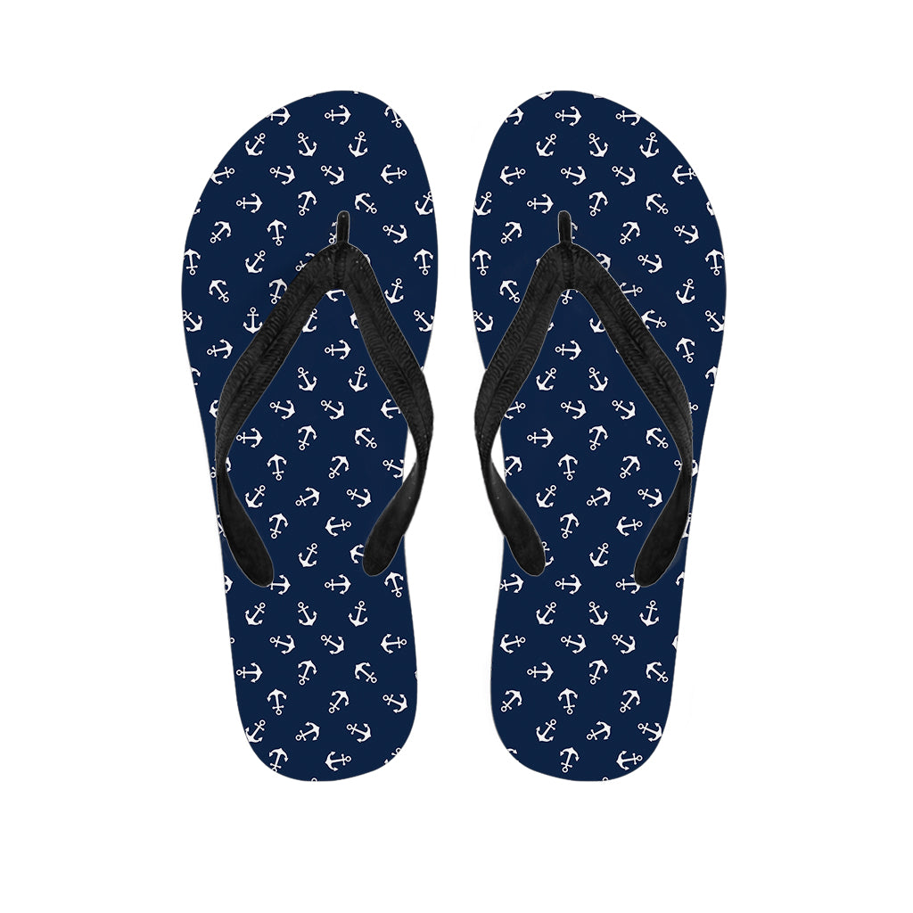 Blue And White Anchor Pattern Print Flip Flops