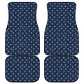 Blue And White Anchor Pattern Print Front and Back Car Floor Mats