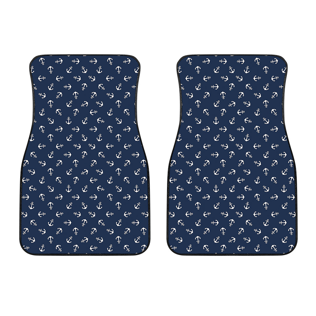 Blue And White Anchor Pattern Print Front Car Floor Mats