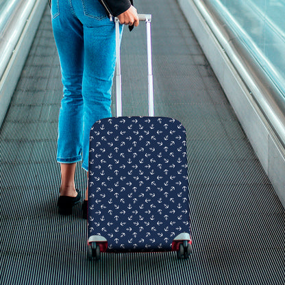 Blue And White Anchor Pattern Print Luggage Cover