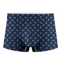 Blue And White Anchor Pattern Print Men's Boxer Briefs