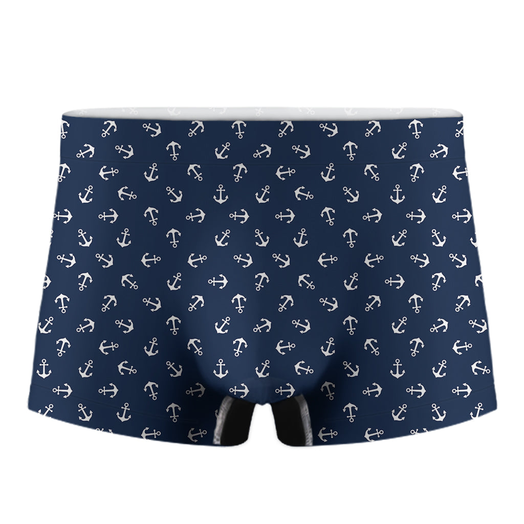 Blue And White Anchor Pattern Print Men's Boxer Briefs