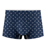 Blue And White Anchor Pattern Print Men's Boxer Briefs