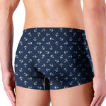 Blue And White Anchor Pattern Print Men's Boxer Briefs