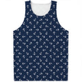 Blue And White Anchor Pattern Print Men's Tank Top