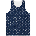 Blue And White Anchor Pattern Print Men's Tank Top