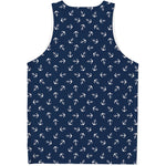 Blue And White Anchor Pattern Print Men's Tank Top