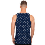 Blue And White Anchor Pattern Print Men's Tank Top