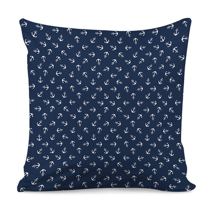 Blue And White Anchor Pattern Print Pillow Cover