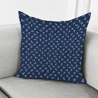 Blue And White Anchor Pattern Print Pillow Cover