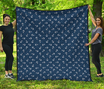 Blue And White Anchor Pattern Print Quilt
