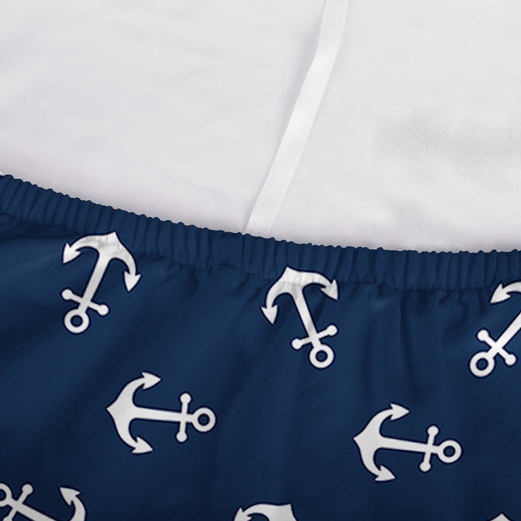 Blue And White Anchor Pattern Print Sofa Cover
