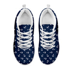 Blue And White Anchor Pattern Print White Sneakers
